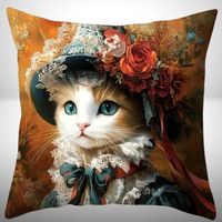 🐱🌸 Vintage Katzenkissen – Blumenhut-Style 🐾✨