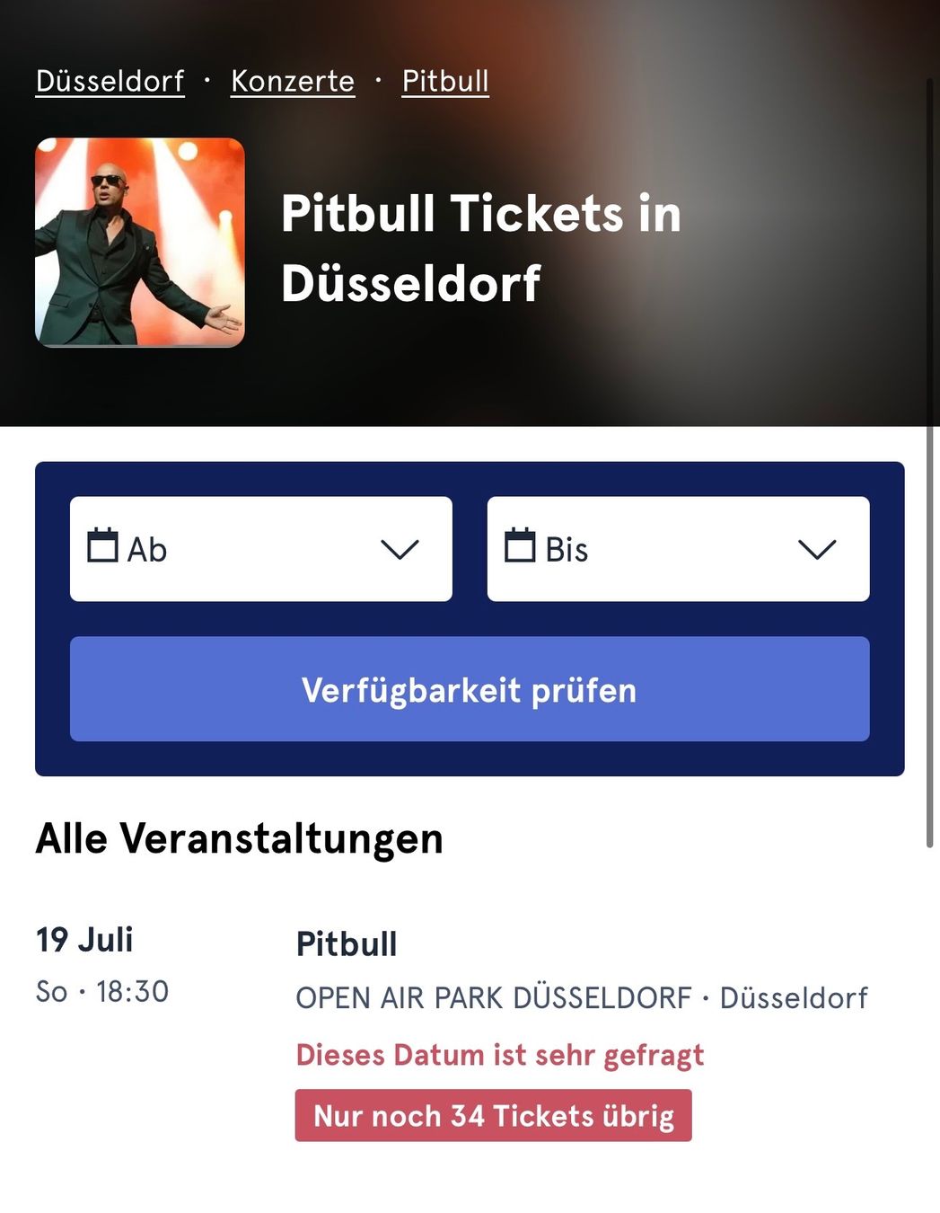 Biglietti: 2x Pitbull Tickets Düsseldorf 19. Juli – Usato da St. Gallen venduto da Jbjbhs