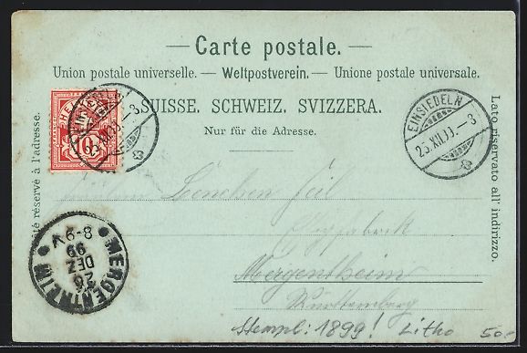 Cartes postales: Mondschein-Lithographie Einsiedeln, Klos – D'occasion à Berlin par bartko-reher 1