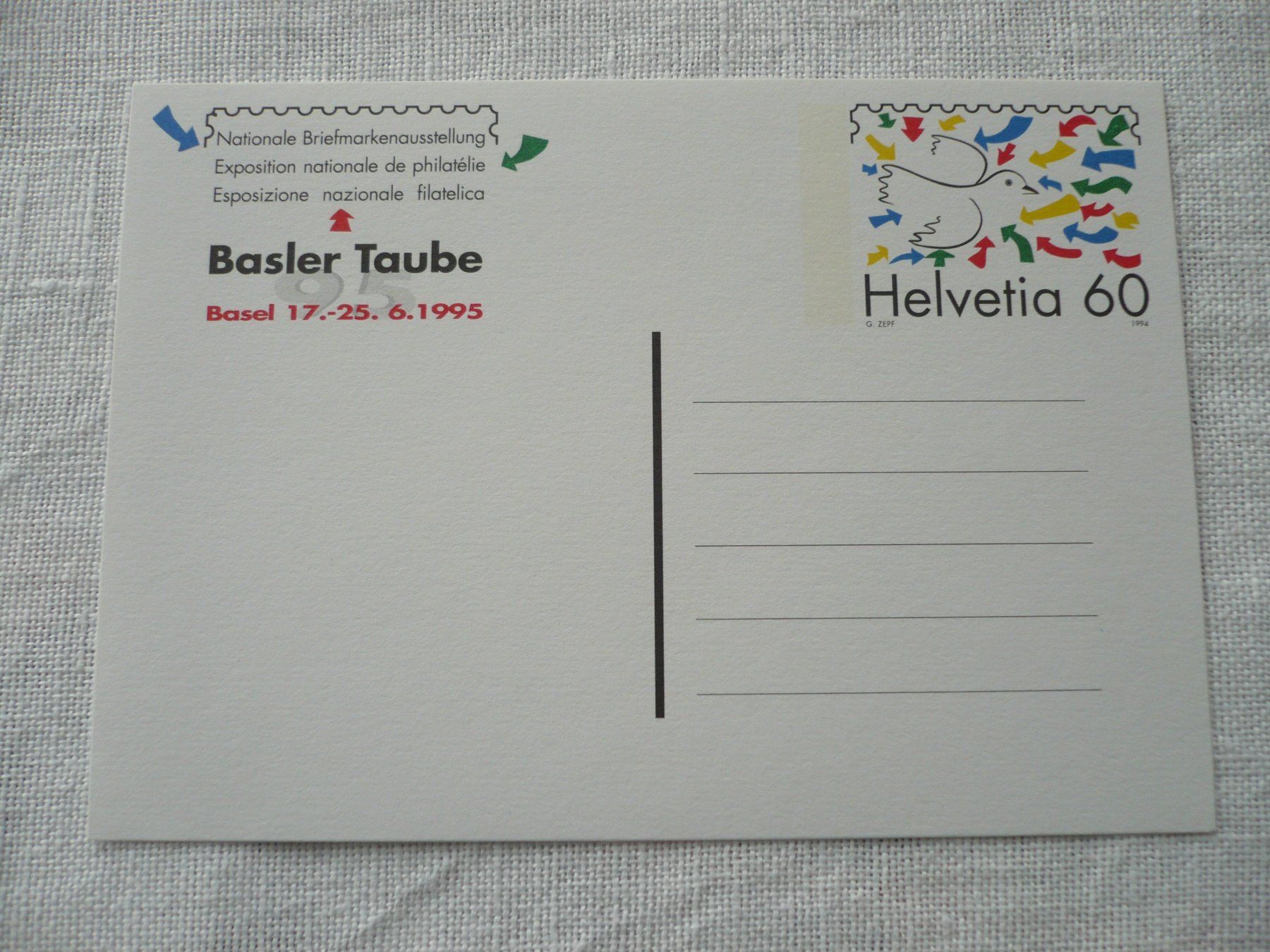 Tutti i francobolli: 1994 Postkarte Basler Taube ungebr. – Usato da Zürich venduto da saltandpepper008