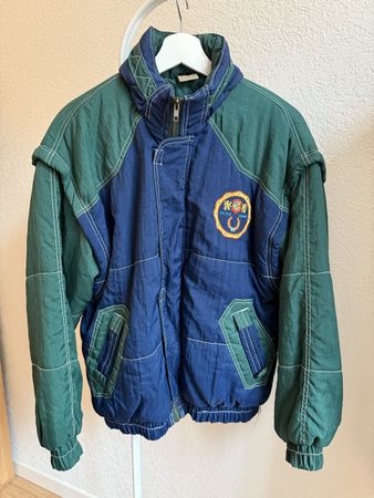 Veste vintage vert/bleu col à capuche intégrée Pachinco, t.M