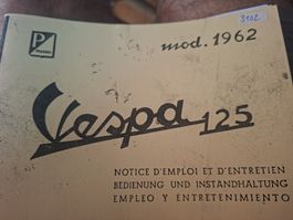 Vespa 125 cc de 1962 betriebsanleitung notice d'entretien 