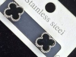 Ohrstecker Edelstahl Ohrringe Kleeblatt🍀Schwarz, 13 mm