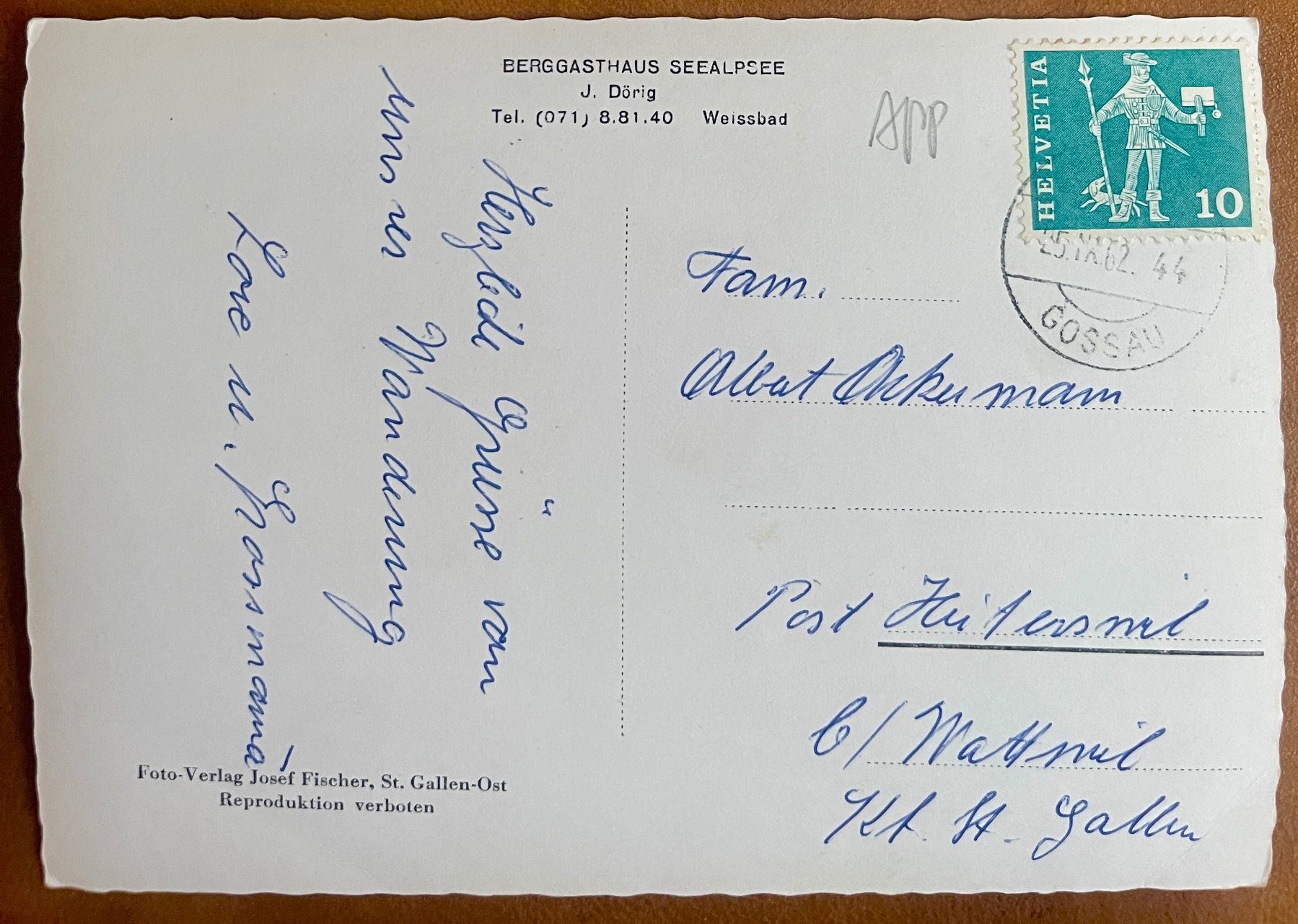 Cartoline postali: SEEALPSEE - Berggasthaus 1962 – Usato da Lutry venduto da Ediego 1