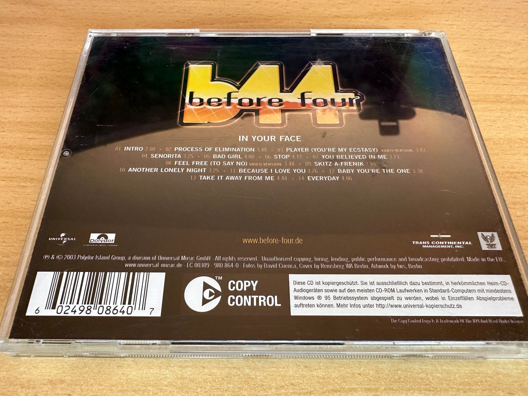 CD: Before Four – In Your Face – Usato da Rikon im Tösstal venduto da Alpenmutz 1