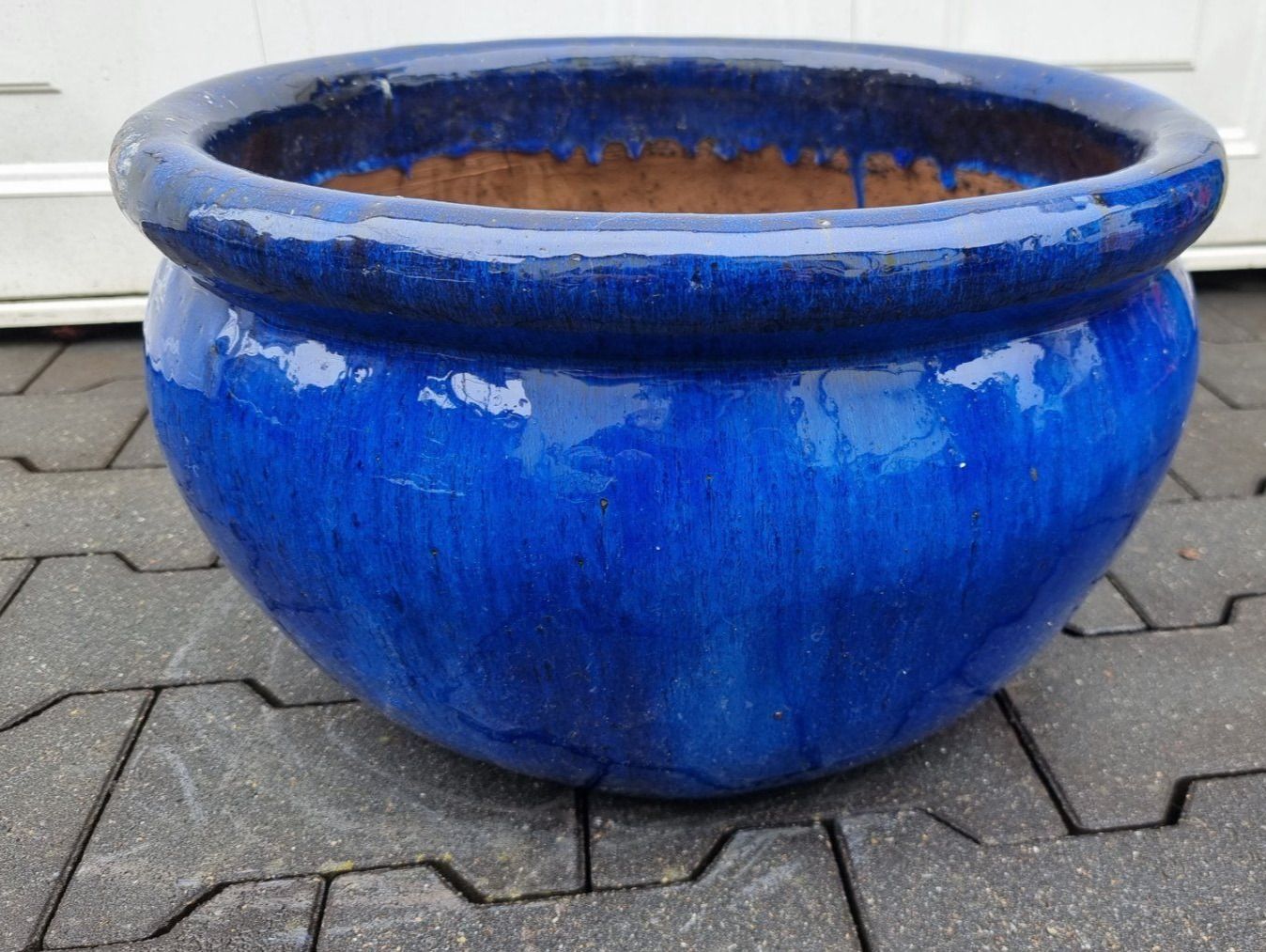 Blumentöpfe: Schöner grosser blau Glasierter Übertopf – Gebraucht aus Lotzwil von  3