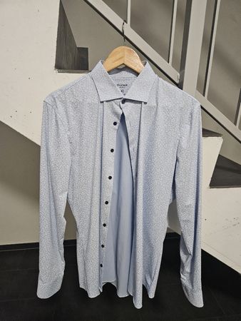 Hemd OLYMP SUPER SLIM Grösse 42 blau gemustert guter Zustand