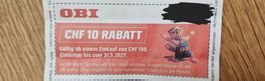 OBI-Gutschein 10Fr. Rabatt