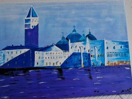 Handgemaltes Venedig Bild auf Leinwand, neu und Top!