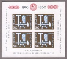 1960_B102_PRO PATRIA Bundesfeierblock III_Hammer und Eule !