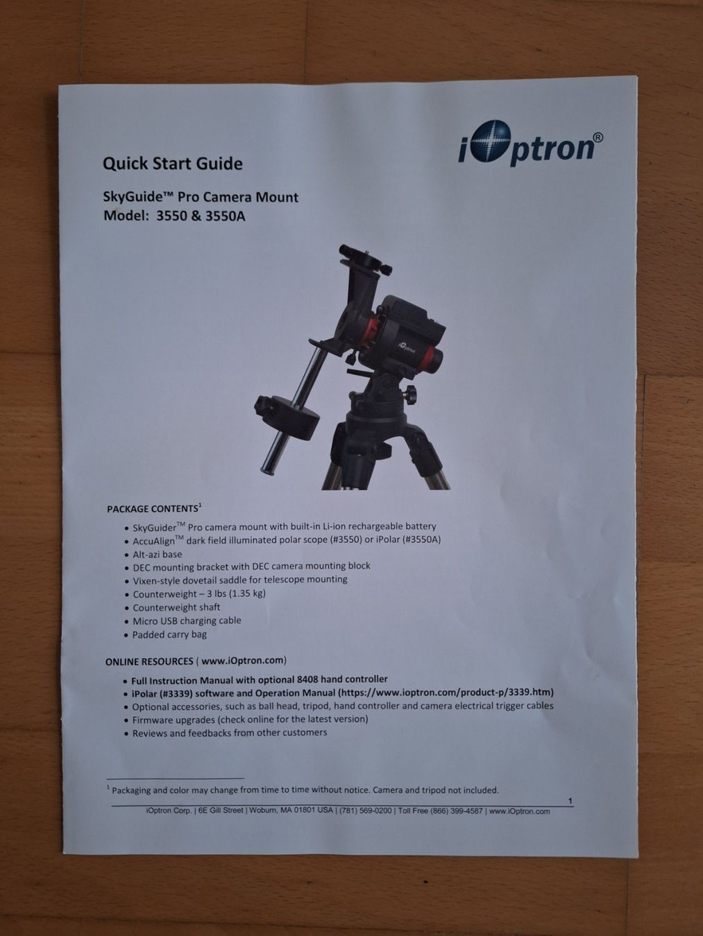 Telescopi: iOptron Skyguider Pro mit eingebautem iPolar – Usato da Ellikon a.d. Thur venduto da Chris05 5