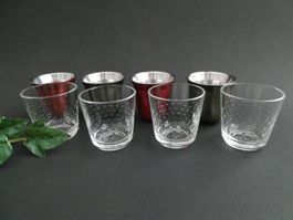 Nespresso: 4 PIXIE Espresso Cups, rot + olivgrün 4 Wasserglä