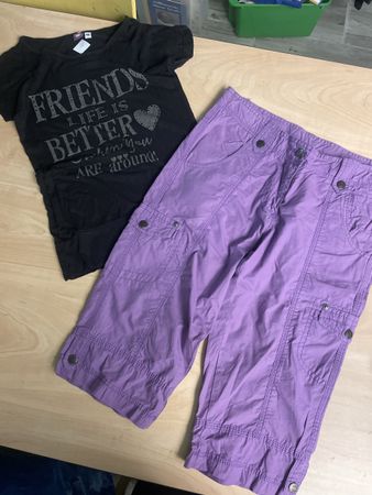 Süsses Sommerset Gr. 152 T-Shirt & kurze Hose lila