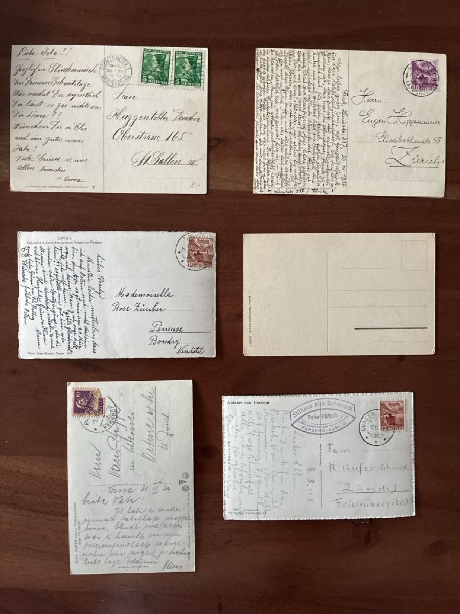 Ansichtskarten: 12 Ansichtskarten Schweiz Nostalgie Ski – Gebraucht aus Oftringen von Cla.vD.74 3