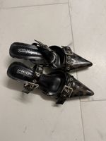  Damen kittenheels mit Schnallen grau