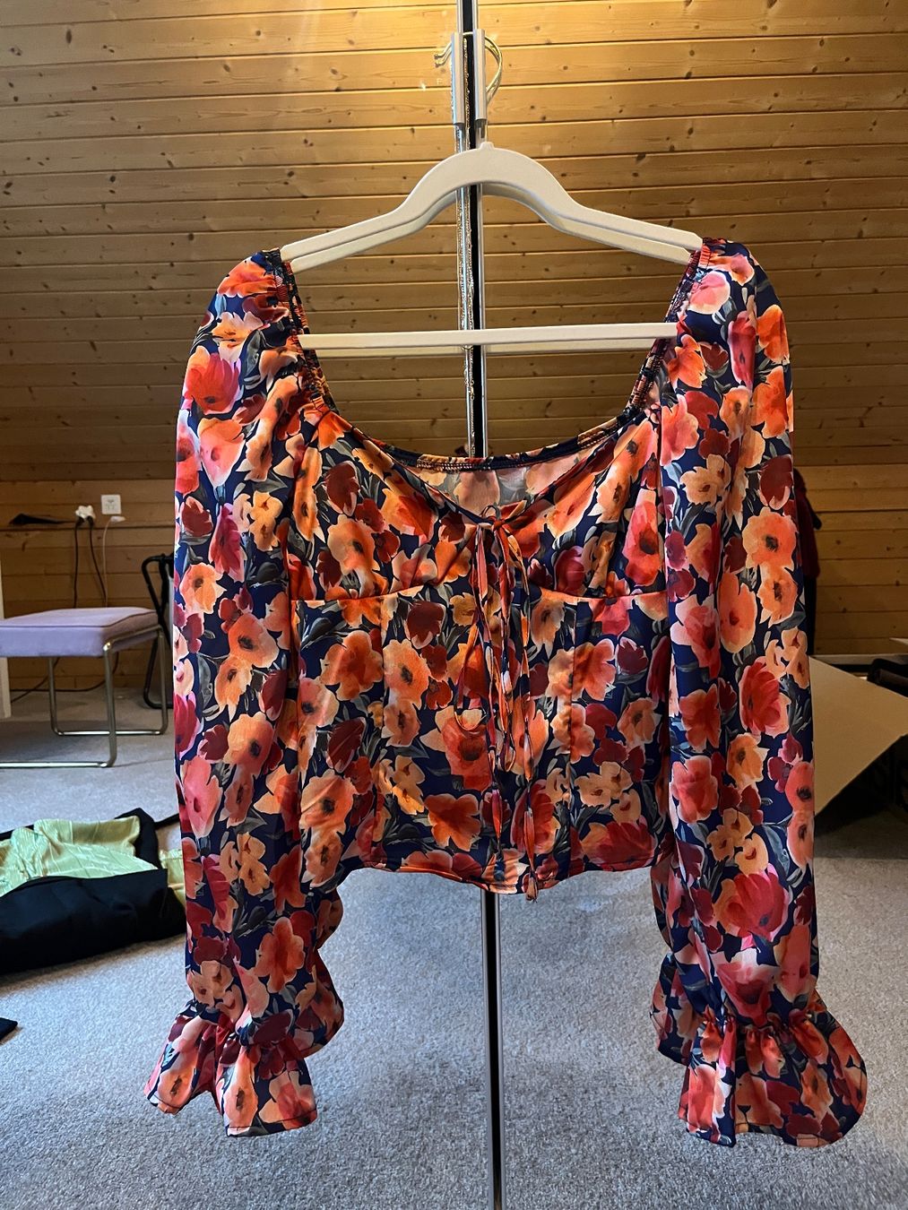Camicette: NEU Bluse mit Blumenmuster, Orange/blau, Grösse 36/S – Nuovo (secondo la descrizione) da Kriessern venduto da loolah 1