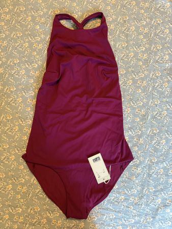 Plum Halter Criss-Cross One Piece Swimsuit, Size Small