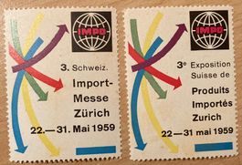 2 Vignetten IMPO Zürich 1959