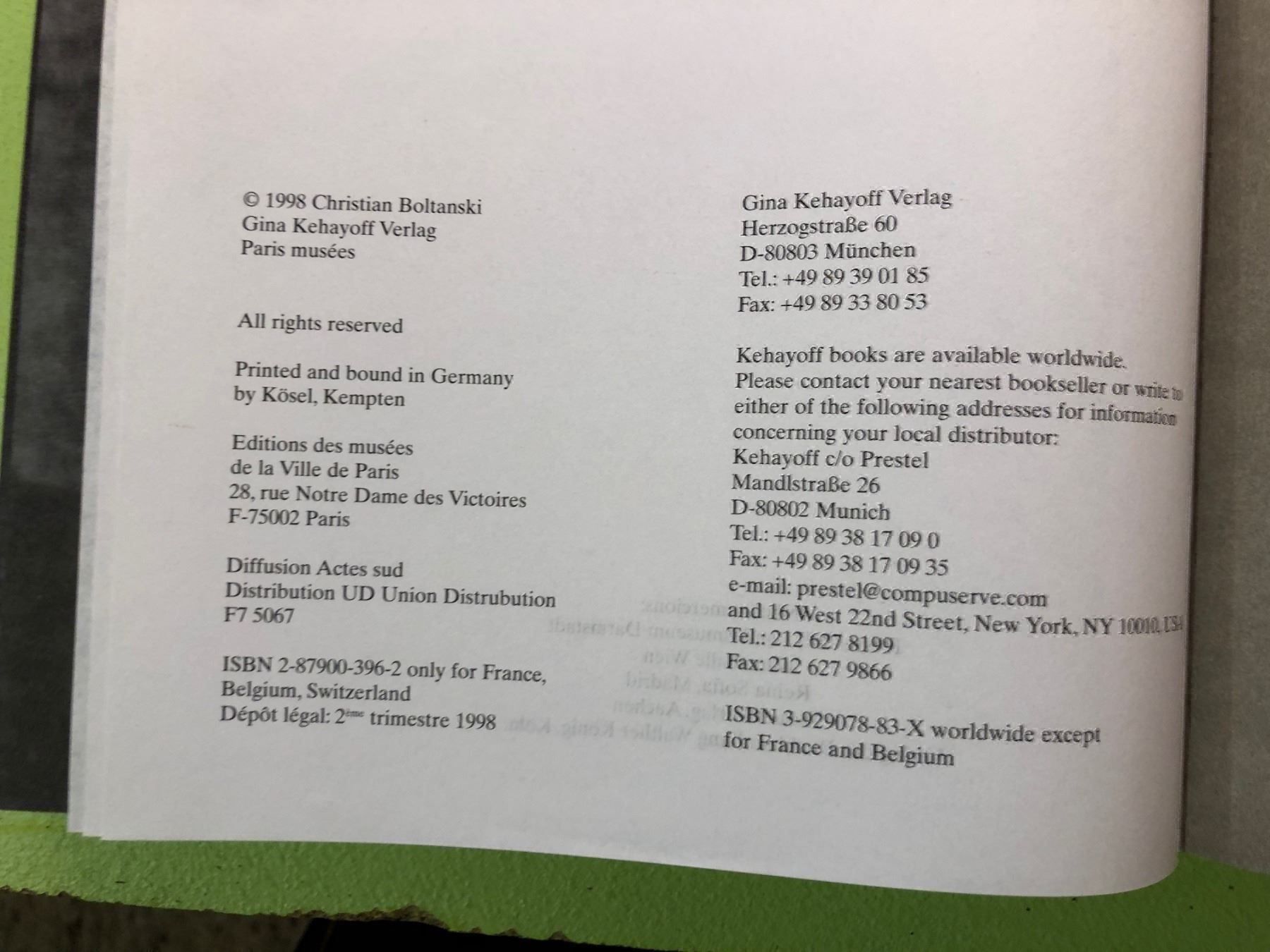 Libri: Christian Boltanski: Kaddish – Usato da Zürich venduto da allp 9