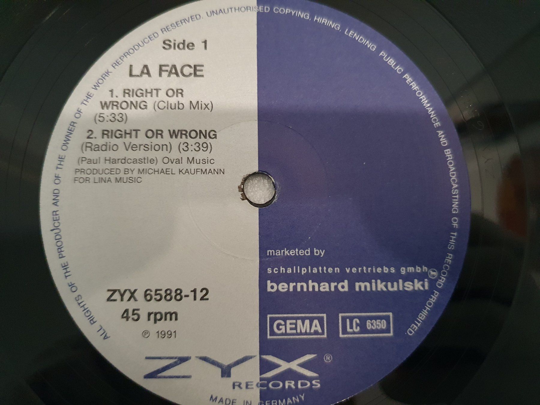 Dischi in vinile: La Face – Right Or Wrong (House) – Usato da Uster venduto da Vinyl-Leidenschaft 3