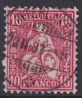 Sitzende Helvetia 10 Rp. V-O INTERLAKEN +++
