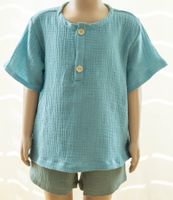 Hemd /Shirts aus Musselin - Aqua Blau Gr.116 /6 Jahre - NEU