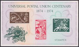 UPU 1900 Motiv auf Werbeblatt STAMPEX 1974