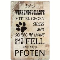 🐾Vintage-Metallschild: Stressfrei mit Fell und Pfoten! 🐶💫