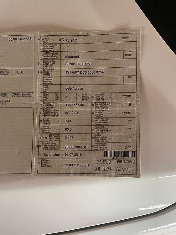 Suzuki Strada: Suzuki GSXR750 – Usato da Würenlingen venduto da Fabio25 2