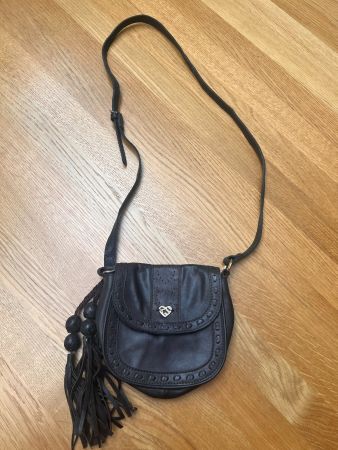 TWIN SET Umhängetasche Leder braun mit Fransen