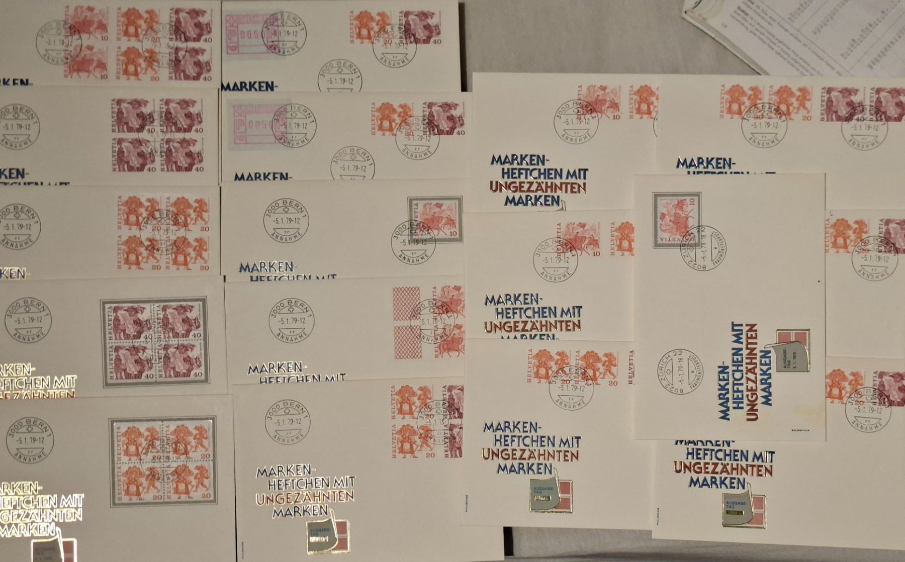 Tutti i francobolli: FDC / Markenheftchen ungezähnt / 5.1.1979 – Usato da Balgach venduto da SIMEON27