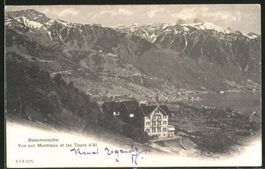 Beaumaroche, vue sur Montreux, circulée 1904