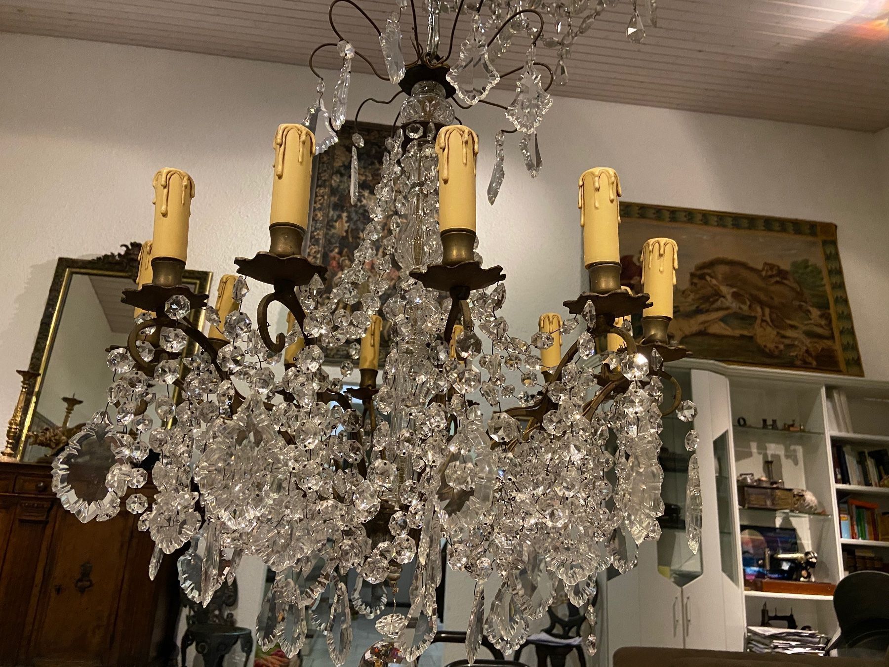 Lampadari & plafoniere: Antiker Kronleuchter mit Kristallglas ca 1930 – Usato da Buchs ZH venduto da JPK7 1