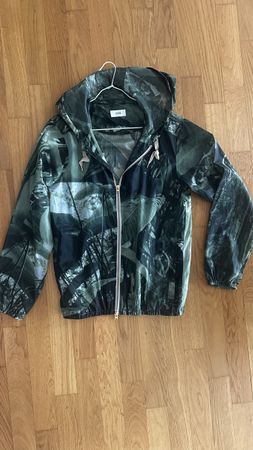 Closed Hooded Jacket - Green Botanical Print