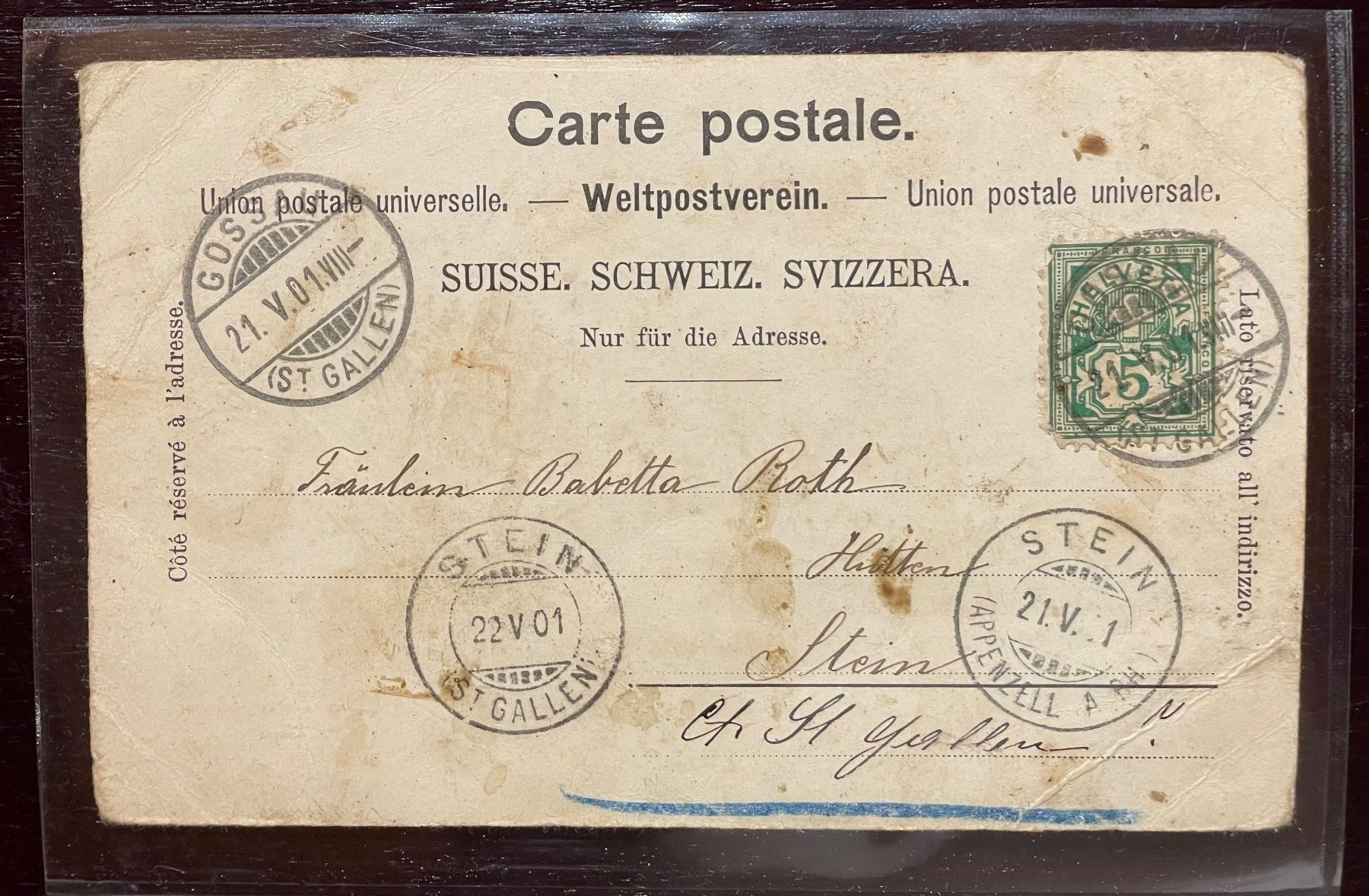 Cartoline postali: Antike Gossau Ansichtskarte – Usato da Andwil SG venduto da Ariisa1234 1