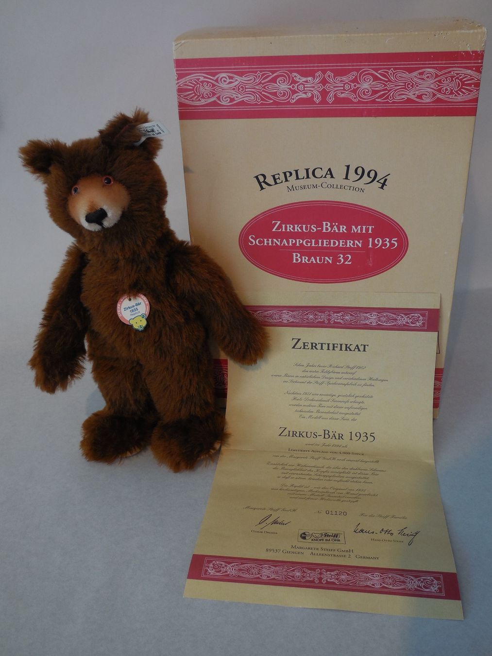 Steiff Giocattoli: Steiff, Zirkus Bär 1935, Replica von 1994 – Nuovo (secondo la descrizione) da BÜLACH venduto da arun8184