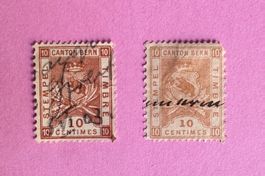 2 Fiskalmarken Kanton Bern 10 Centimes