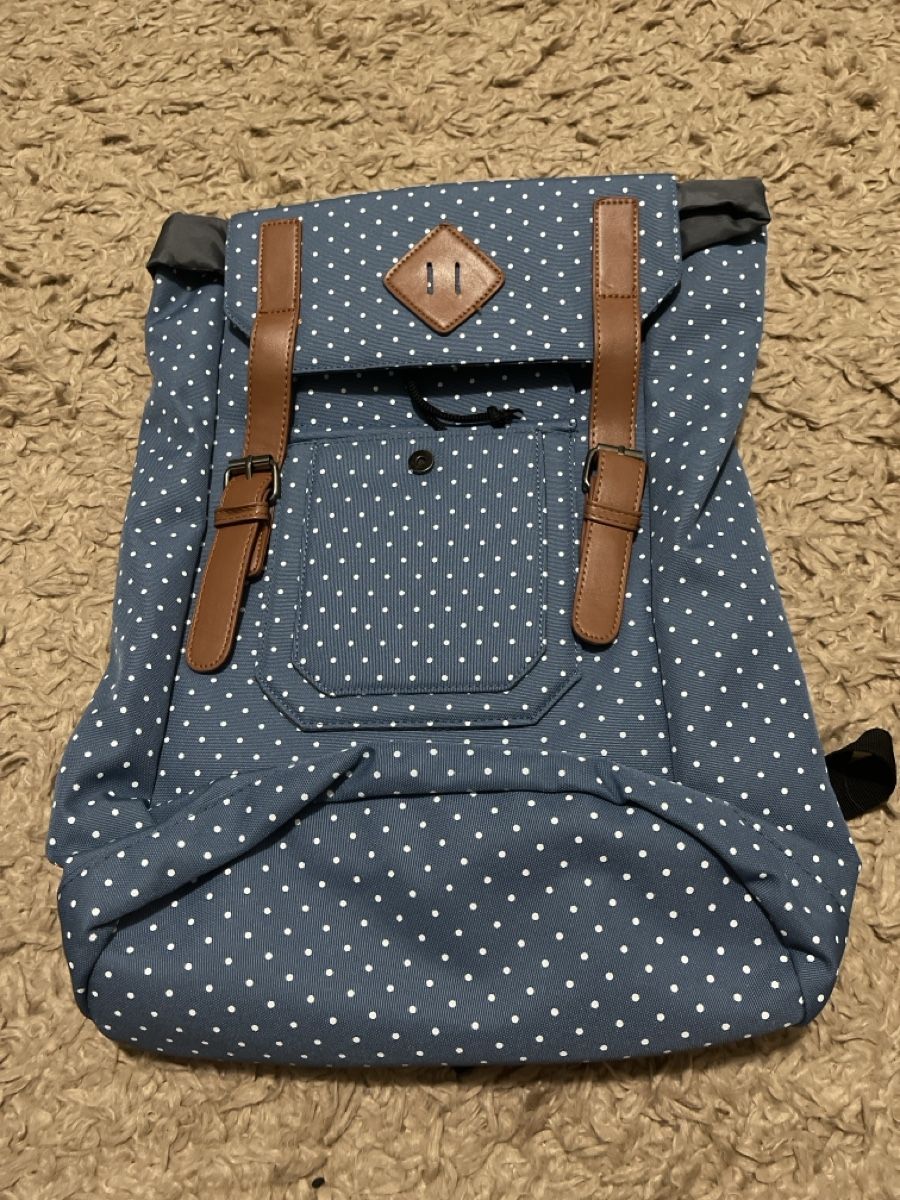 Rucksäcke: Rucksack Punkte blau mit Leder Details – Neu (gemäss Beschreibung) aus Unterkulm von AnoliOccasion