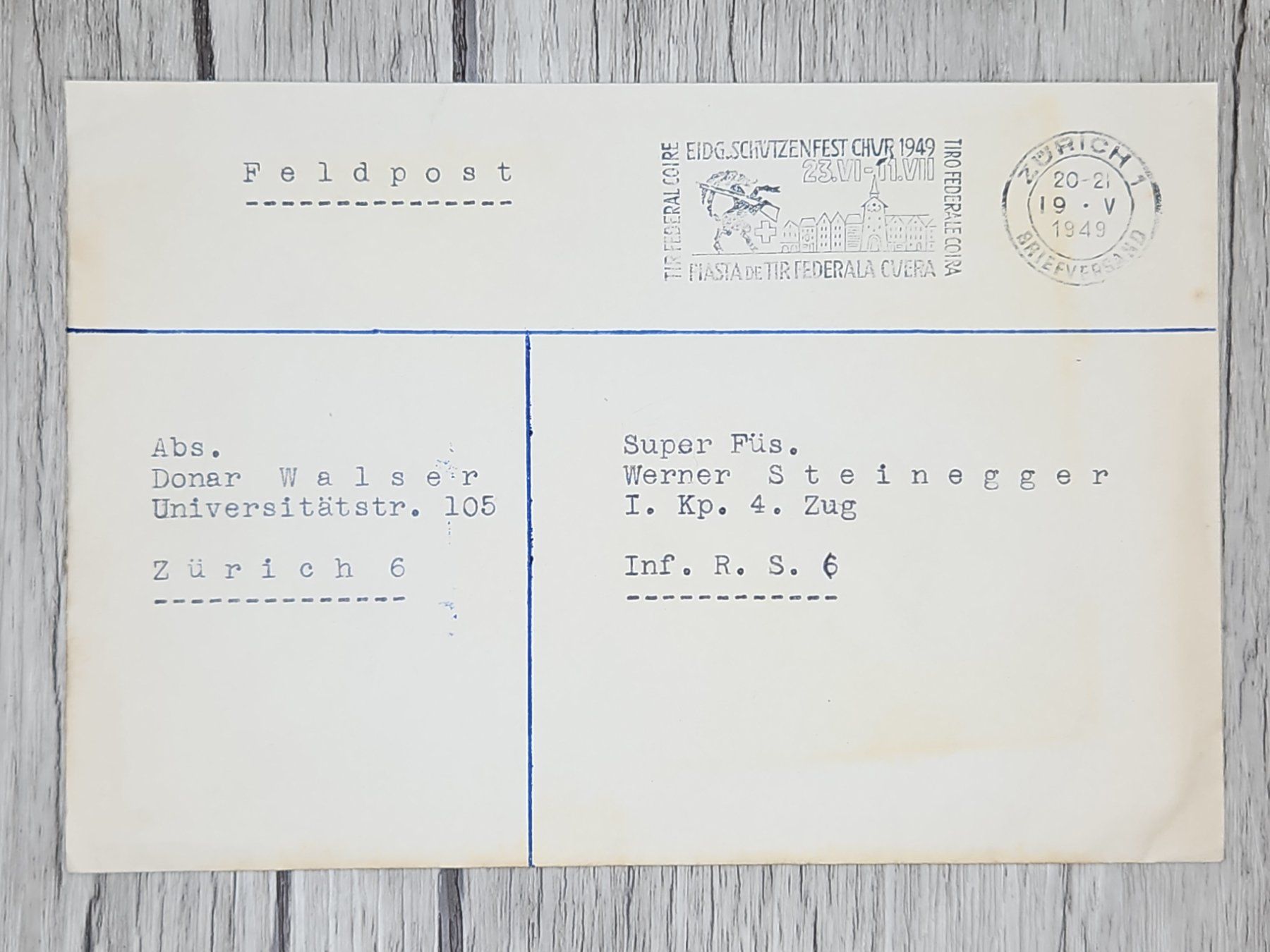Tutti i francobolli: CL13 Enveloppe + Timbre Suisse 1949 – Usato da Cousset venduto da Patrick_Collections