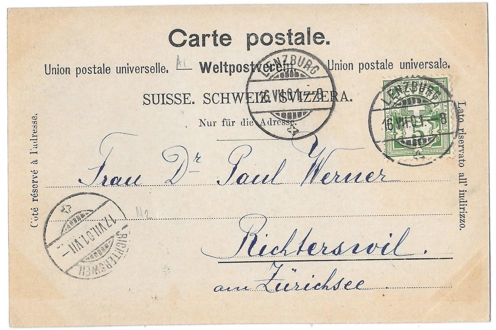 Cartoline postali: Lenzburg drei Bilder mit Post – Usato da Olten venduto da clotaldi 1