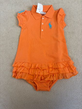 Ralph Lauren Sommer Kleid Set, Orange, Grösse 12 Monate