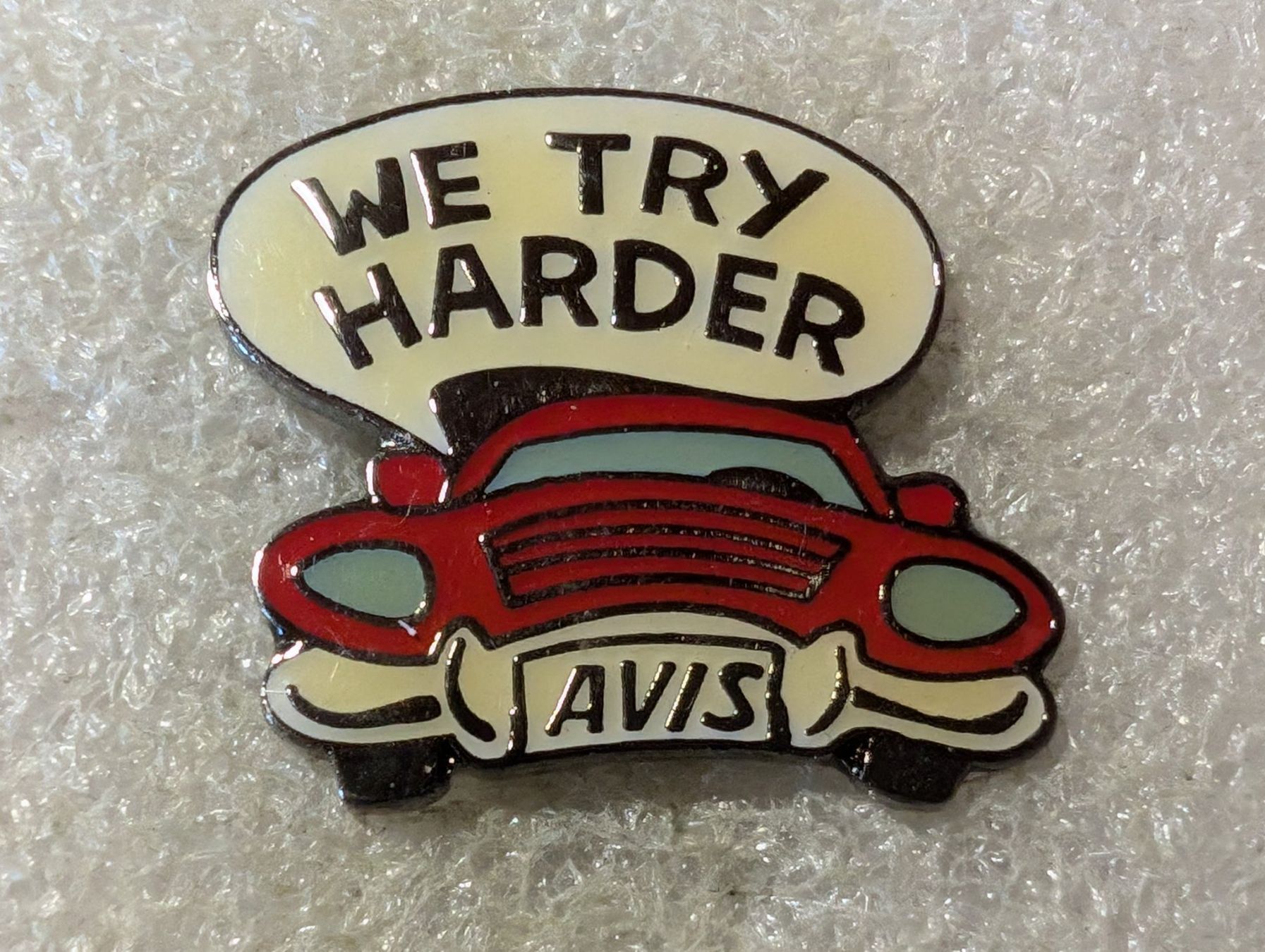 Placchette & Badge: Ansteckpin 152: Avis - We try harder – Usato da Oppligen venduto da Pin-Fall-Shop