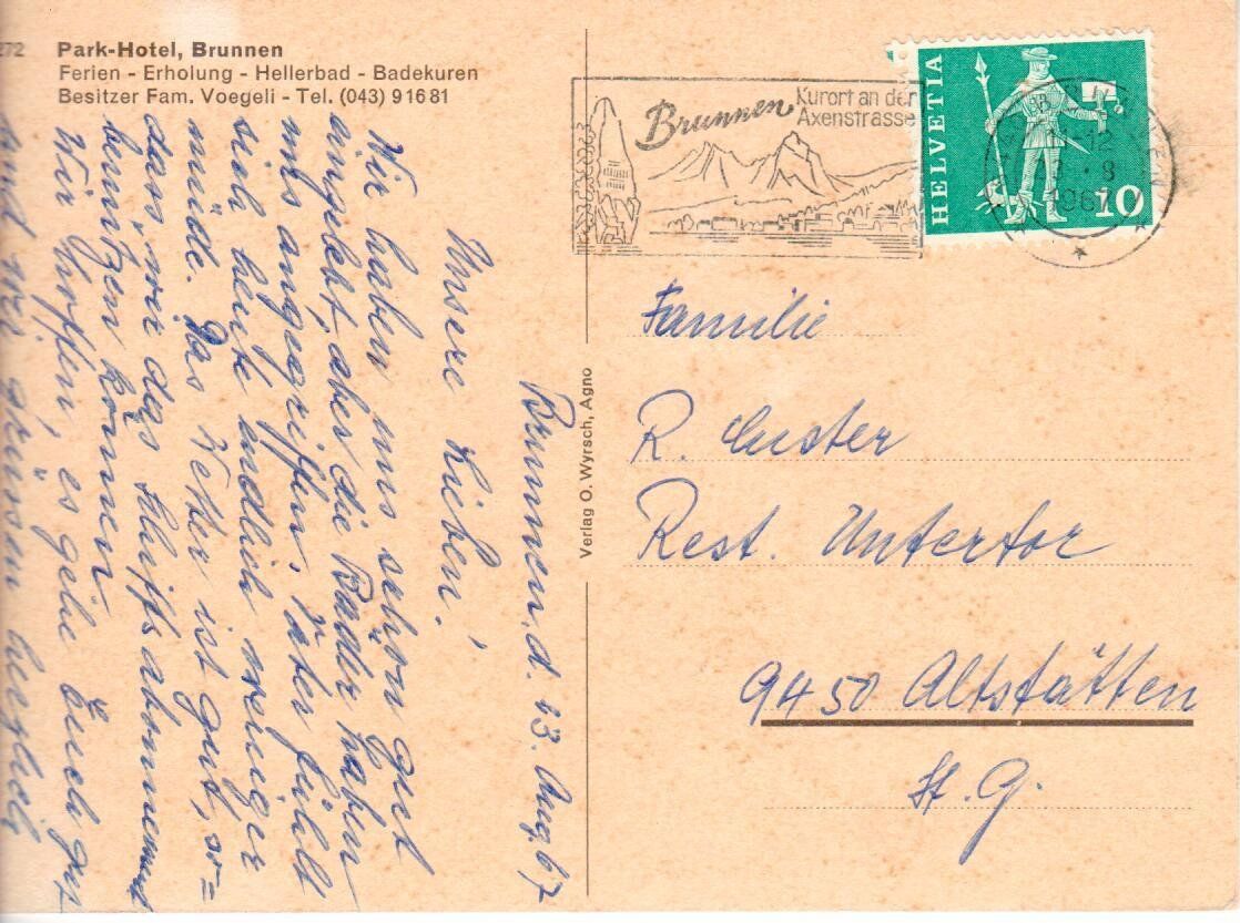 Cartoline postali: Park Hotel Brunnen – Usato da Wolhusen venduto da Curver9 1