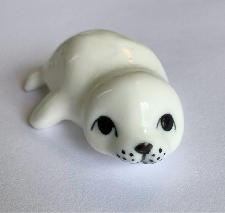 Figurine De Phoque En Véritable Fourrure - Bon état - Collection