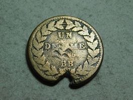 Un Decime 1815, Frankreich, Mz. "BB", Bronze, schön