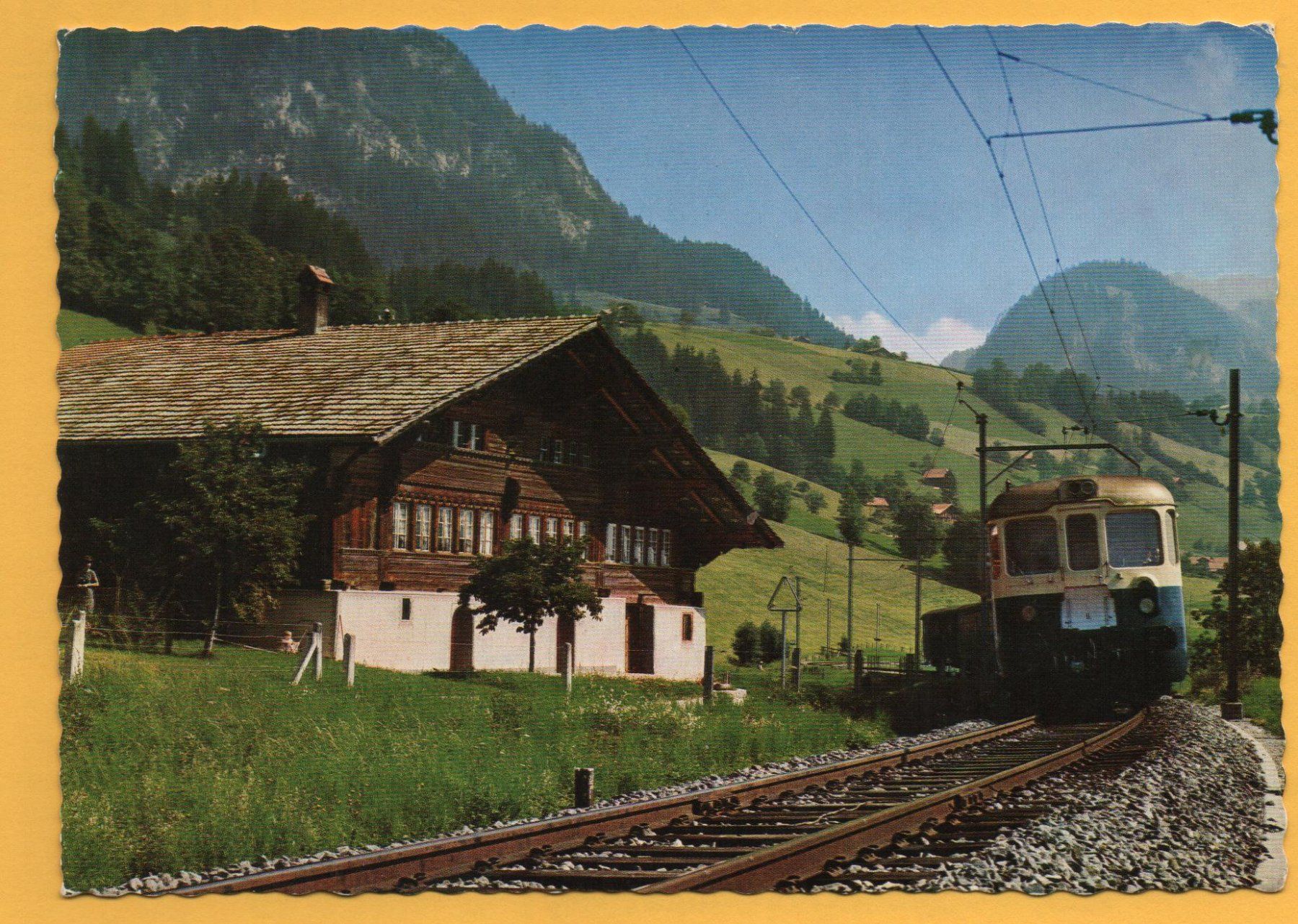 Cartoline postali: OBERWIL Golden Pass Bern-Lötschberg-Simplon-Bahn – Usato da Jona venduto da philajona