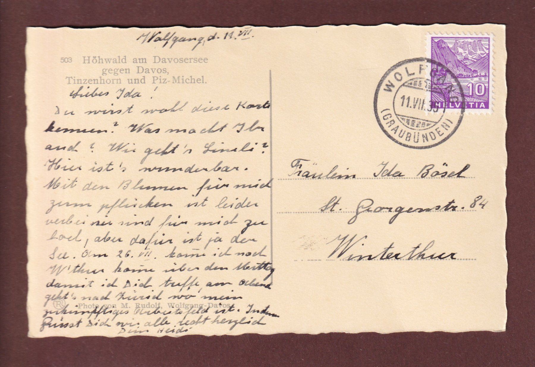 Cartoline postali: DAVOS - Davosersee - 1935 – Usato da Pully venduto da nicecards 1