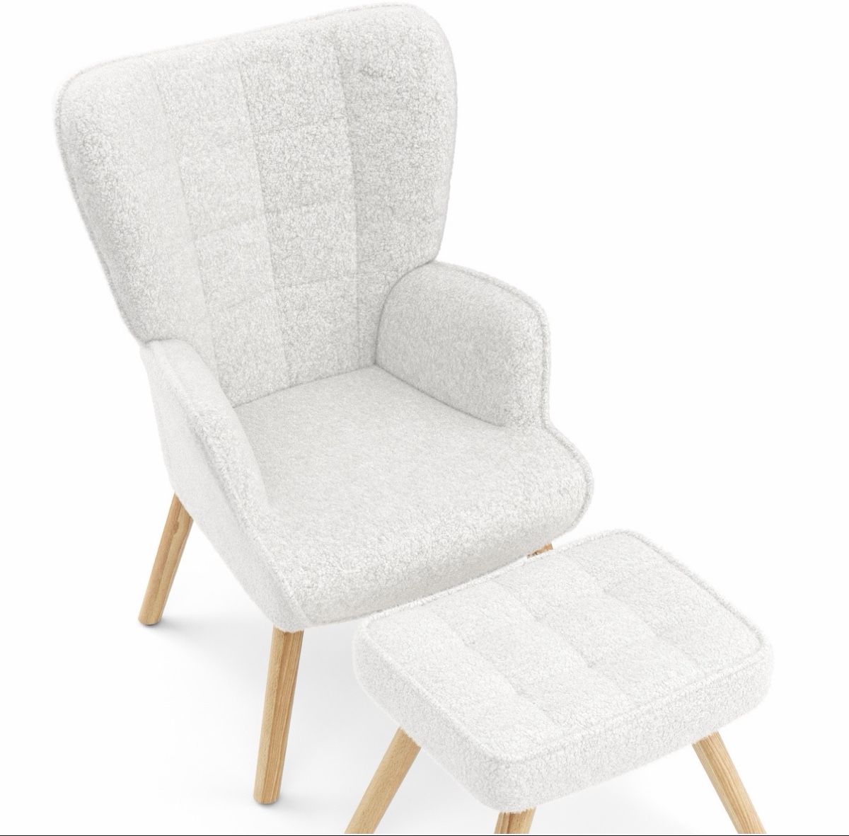 Sessel: Sessel mit Hocker Stoff Weiss Holz fast neu – Neu (gemäss Beschreibung) aus Sursee von Maijnatij 3