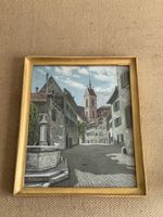 Schönes Gemälde Aquarell PETERSGASSE BASEL H. Linhoff 1930