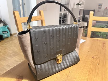 Original Mollerus Tasche Vintage Schwarz/Taupe
